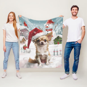 Chihuahua-Winter-Wunderland-Weihnachtsfreude Fleecedecke