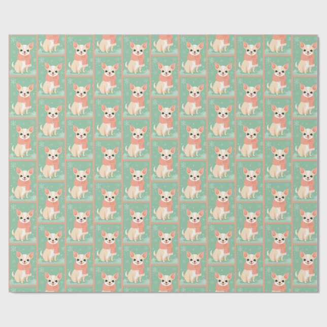 Chihuahua-Wintermuster Geschenkpapier (Flach)