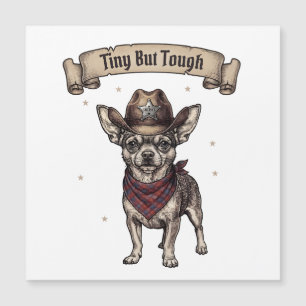 Chihuahua, winzig aber tough, Cowboy-Hund, Western Magnetkarte