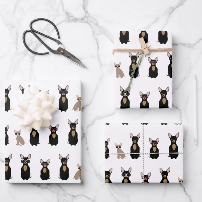 Chihuahua Wrapping Paper Sheets Geschenkpapier Set (Vorderseite)