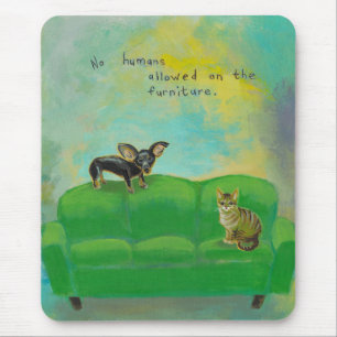 Chihuahuahund und -katze auf mousepad