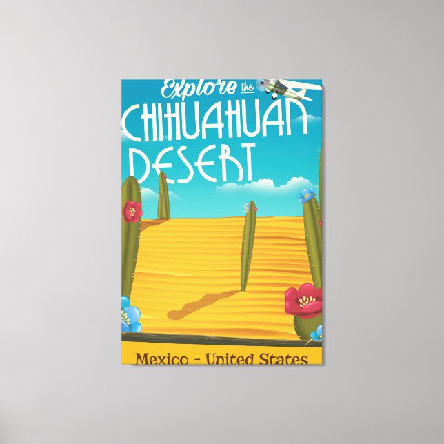 Chihuahuan Wüste USA Mexiko Reiseplakat Leinwanddruck (Vorderseite)