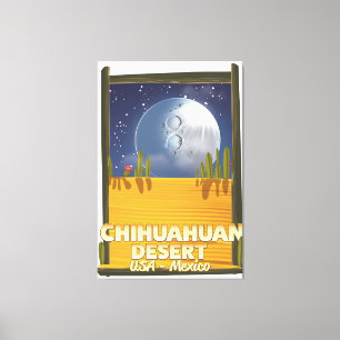Chihuahuan-Wüsten-Cartoon-Reiseposter Leinwanddruck