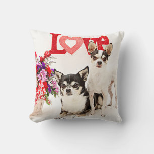 Chihuahuas, Blumen und Liebe Kissen