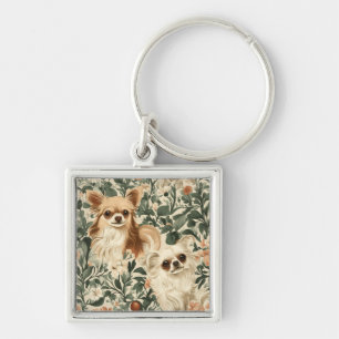 Chihuahuas in einem Garten - Zwei Niedliche Chis f Schlüsselanhänger