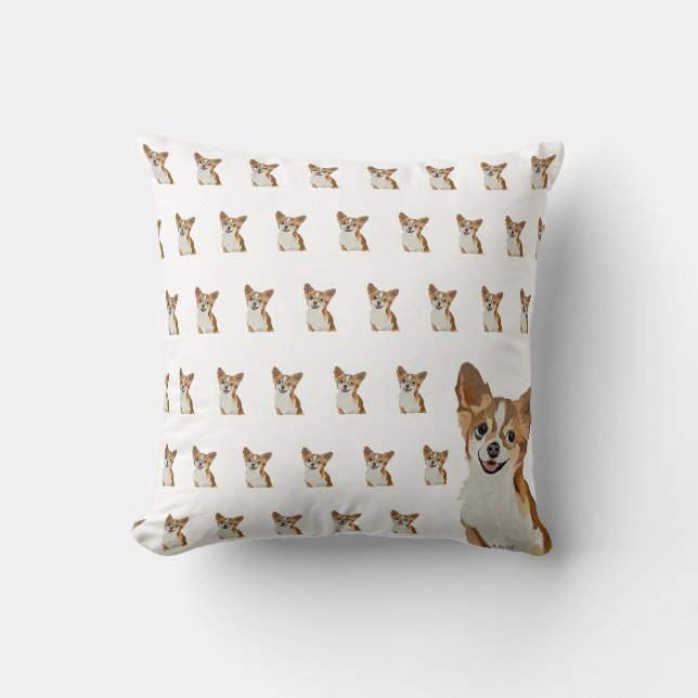 Chihuahuas lächeln Vintages Muster Kissen (Vorderseite)