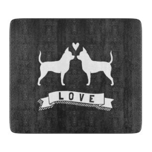 Chihuahuas Liebe - Hunde-Silhouetten mit Herz Schneidebrett