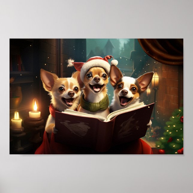 Chihuahuas Weihnachtsfeiertag Poster (Vorne)