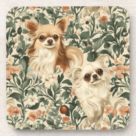 Chihuahuas William Morris-Stil, blühend Getränkeuntersetzer