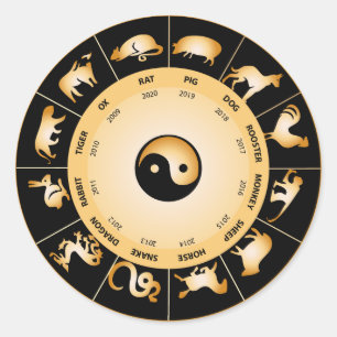 Chiinese Tierkreis-Rad Runder Aufkleber