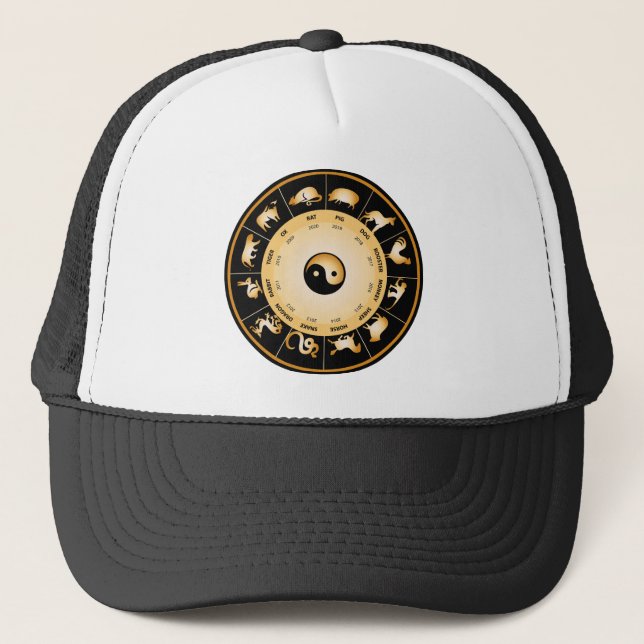 Chiinese Zodiac Wheel Truckerkappe (Vorderseite)