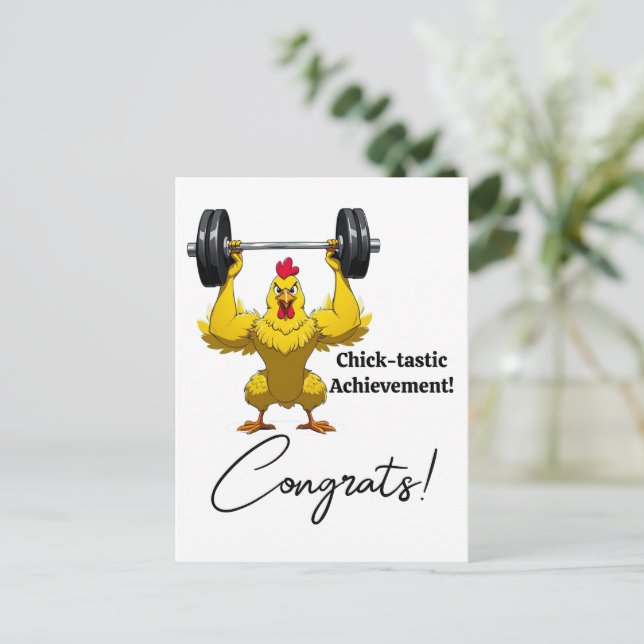 Chik-Tastic Abschluss Card, Funny Rooster Meme Postkarte (Stehend Vorderseite)