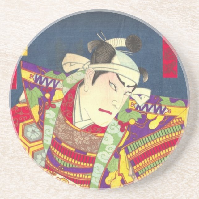 Chikanobu Samurai 1:5 Sandstein Untersetzer (Vorne)