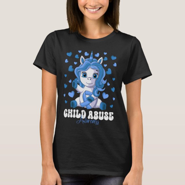 Child Abuse Awareness Month Blue Ribbon Unicorn T-Shirt (Vorderseite)