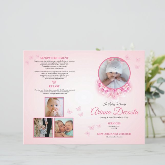 Child Funeral Program Template | Editable Memorial (Stehend Vorderseite)