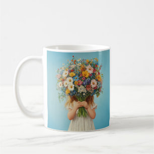Child Holding a Lush Wildblume Bouquet Kaffeetasse