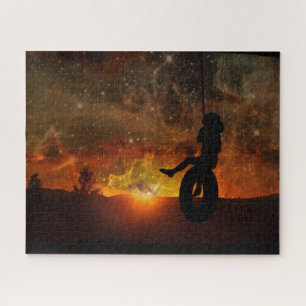 Child In Tire Swing Jigsaw Puzzle