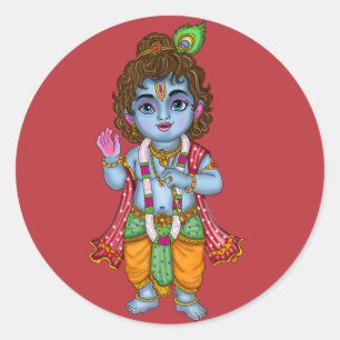 Child-Krishna-Aufkleber Runder Aufkleber