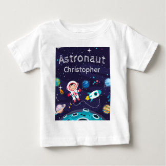  child on the moon, monogrammed name baby t-shirt