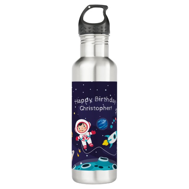 child on the moon, monogrammed name edelstahlflasche (Vorderseite)