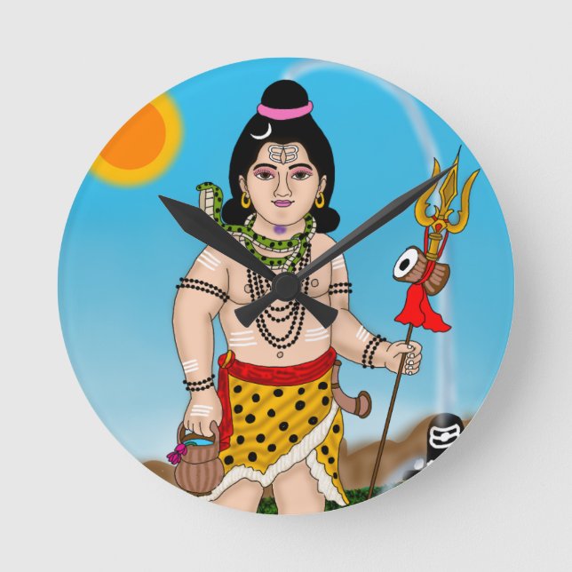 Child Shiva Clock Runde Wanduhr (Vorderseite)