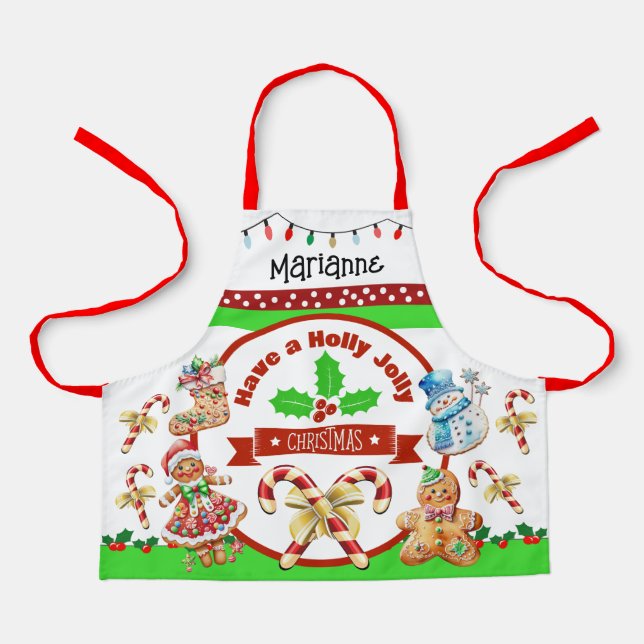 Child Size Holly Jolly Weihnachten Schürze (Vorderseite)