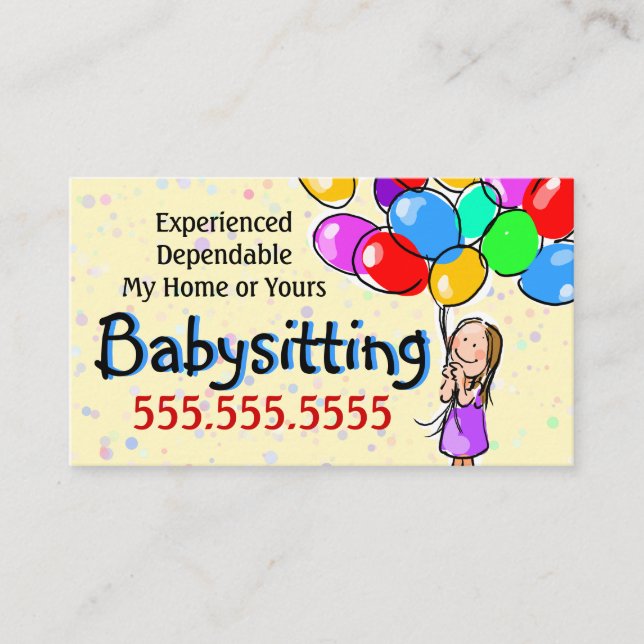 Childcare. Garde d'enfants. Carte de promo de soin (Devant)