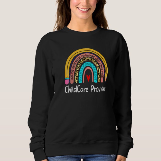 Childcare Provider Leopard Rainbow Back To School  Sweatshirt (Vorderseite)
