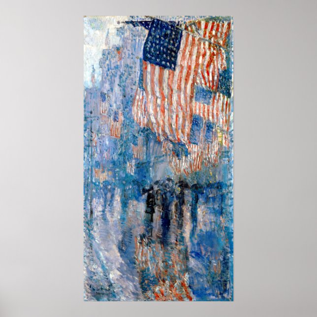 Childe Hassam Die Allee im Regen Poster (Vorne)