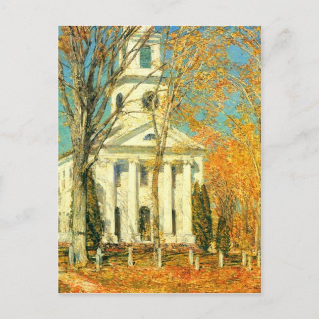 Childe Hassam - Die Kirche des alten Lyme Connecti Postkarte (Vorderseite)