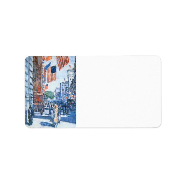 Childe Hassam - Flaggen 5. Straße Adressaufkleber (Vorne)