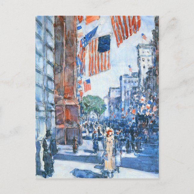 Childe Hassam - Flaggen 5. Straße Postkarte (Vorderseite)
