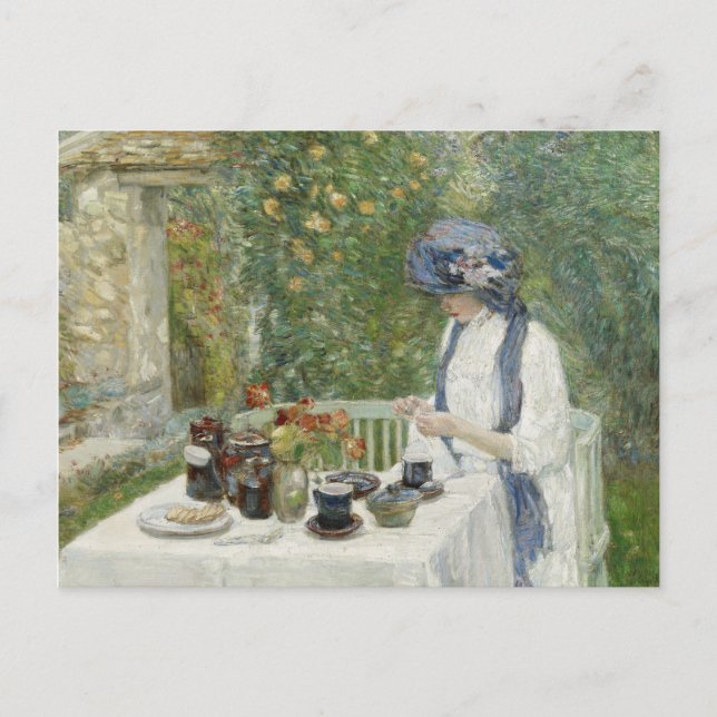 Childe Hassam - Französischer Teegarten Feiertagspostkarte (Vorderseite)