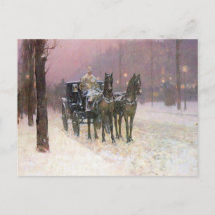Childe Hassam - Straßenszene mit zwei Kabinen Postkarte