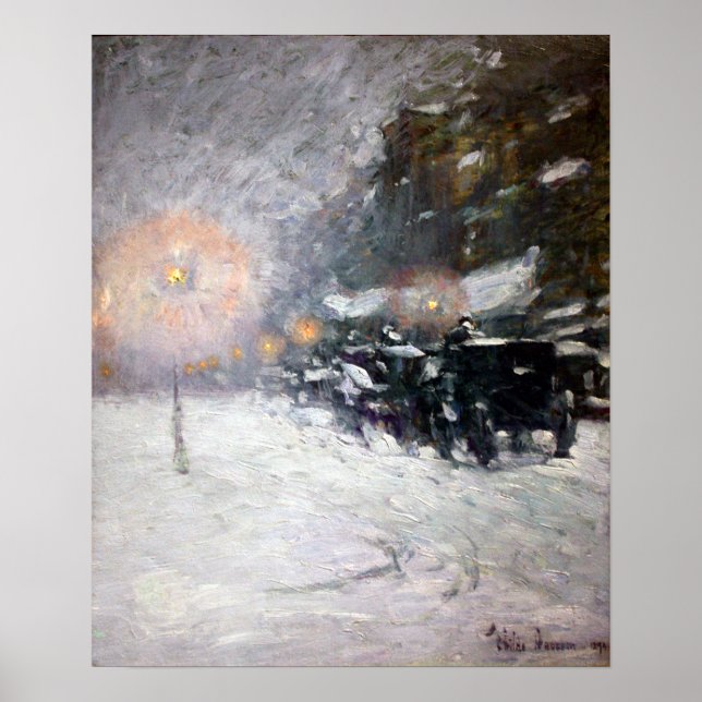 Childe Hassam Winter, Mitternacht Poster (Vorne)
