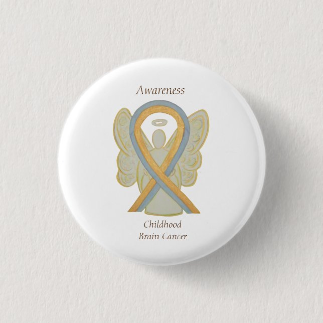 Childhood Brain Cancer Angel Awareness Ribbon Pins Button (Vorderseite)