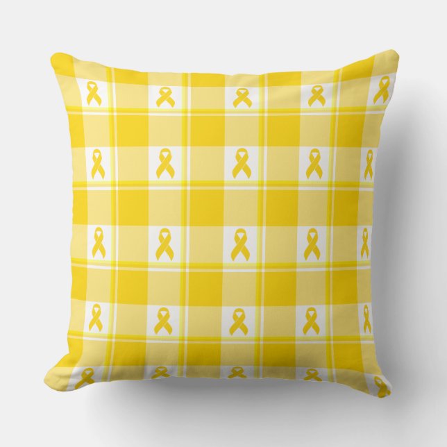 Childhood Cancer Awareness Plaid Gold Ribbon Kissen (Vorderseite)
