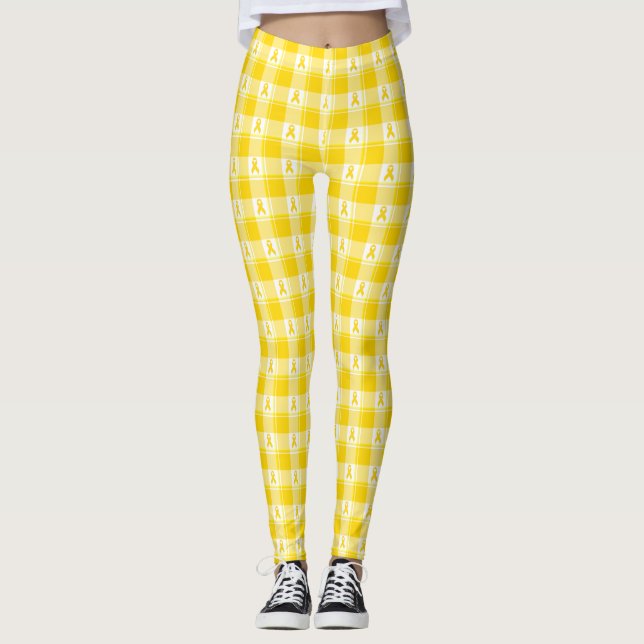 Childhood Cancer Awareness Plaid Gold Ribbon Leggings (Vorderseite)