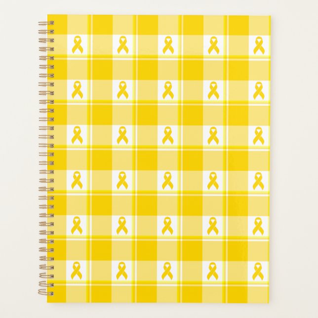 Childhood Cancer Awareness Plaid Gold Ribbon Planer (Vorderseite)