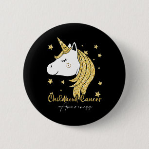 Childhood Cancer Awareness Unicorn Ribbon Twinkle Button