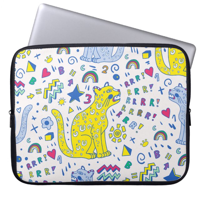Childisch-Tiger und Regenbogenmuster Laptopschutzhülle (Vorderseite)