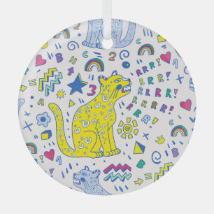 Childisch-Tiger und Regenbogenmuster Ornament Aus Glas