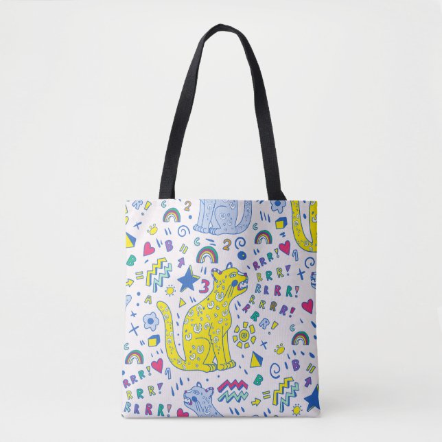 Childisch-Tiger und Regenbogenmuster Tasche (Vorderseite)