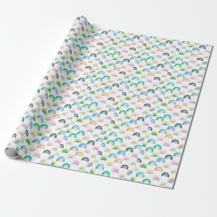 Childischer Regenbogen, Wasserfarbe Kindermuster. Geschenkpapier