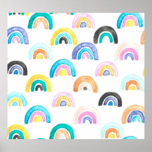 Childischer Regenbogen, Wasserfarbe Kindermuster. Poster