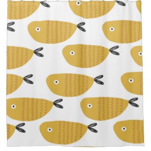 Childisches Muster, sonnige Fische. Duschvorhang