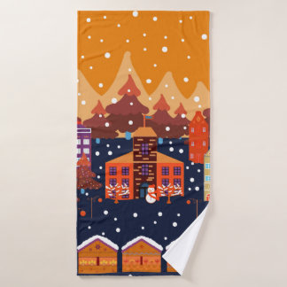 Childish pattern with house and trees. Scandinavia