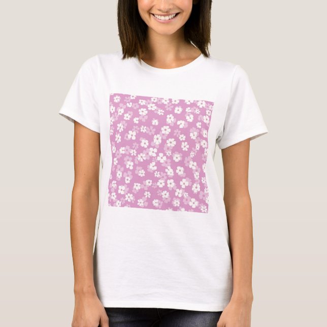 Childish Pink Flower Pattern T-Shirt (Vorderseite)