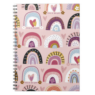 Childish Rainbows Blume Herz-Muster Notizblock