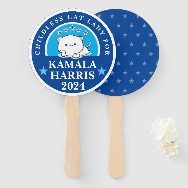 Childless Cat Lady for Kamala Harris Fächer (Vorne und Hinten)